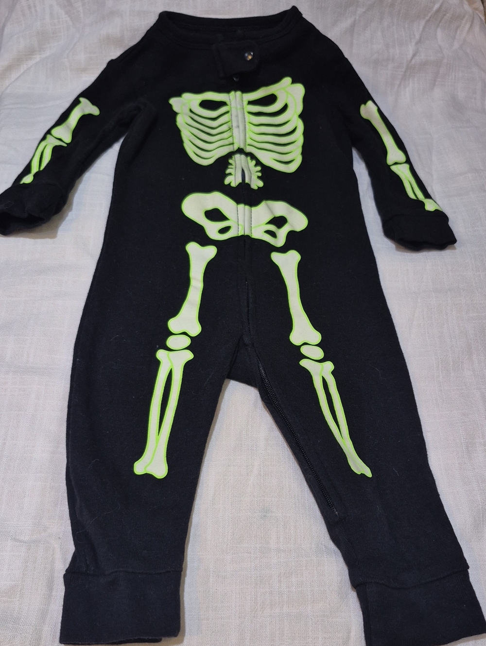 GAP Black One-Piece with Neon Green Skeleton Print